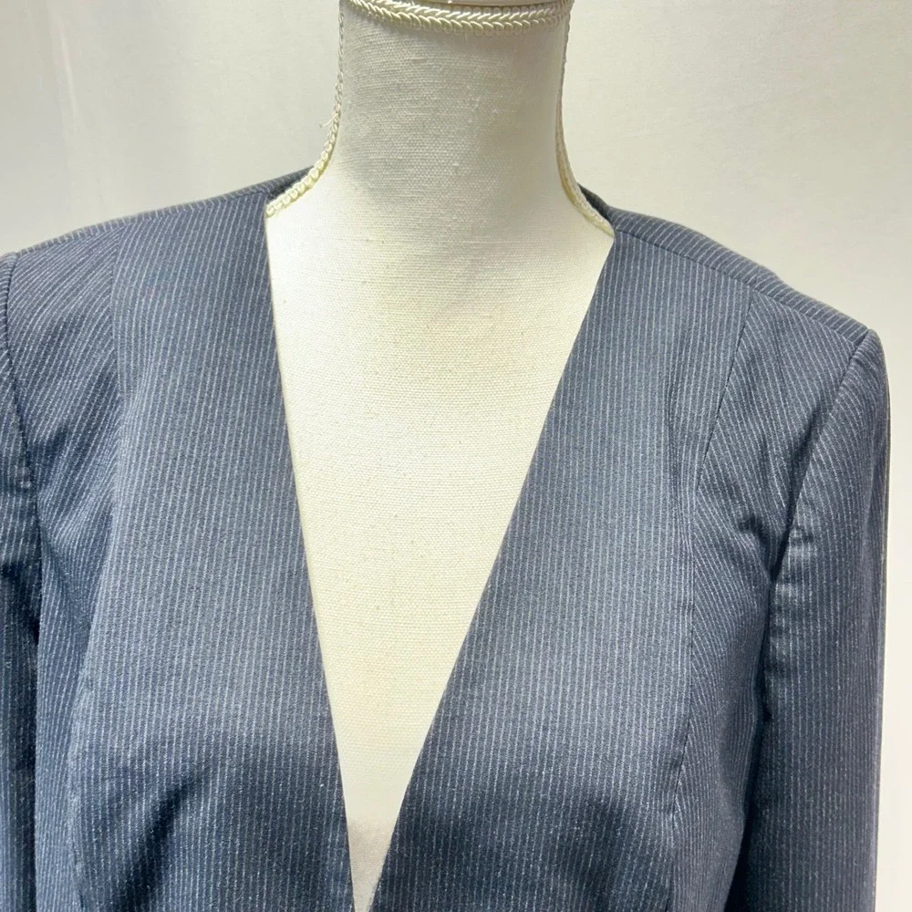 Worthington Women's Navy Pinstripe Blazer Jacket Size‎ L
